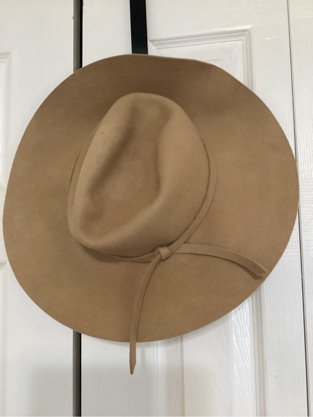 Tan Wide Brim Wool Fedora Hat
